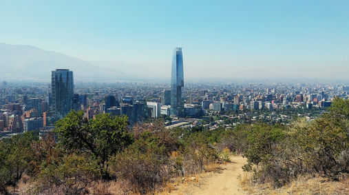 Santiago, chile, city, view, Parque Metropolitano, skyline, skyscrapers, park