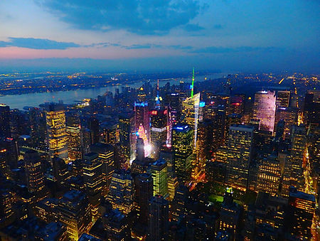 empire state building, night, view, new york city