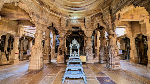 Jain temple, Jaisalmer, India, tourist attraction, carving, architecture, interior