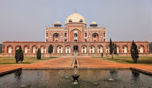 delhi, india, tourist attraction, humayan's tomb, building, fountain