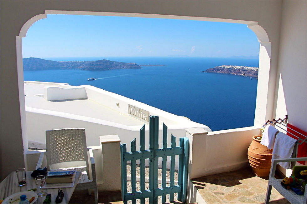 the view from the room in Imerovigli, santorini greece