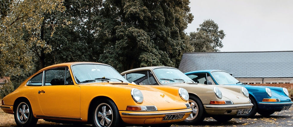 Line of Porsche 911s