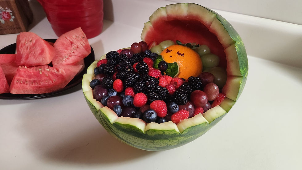 Baby Shower Fruit Tray Carriage and Cream Cheese Fruit Dip