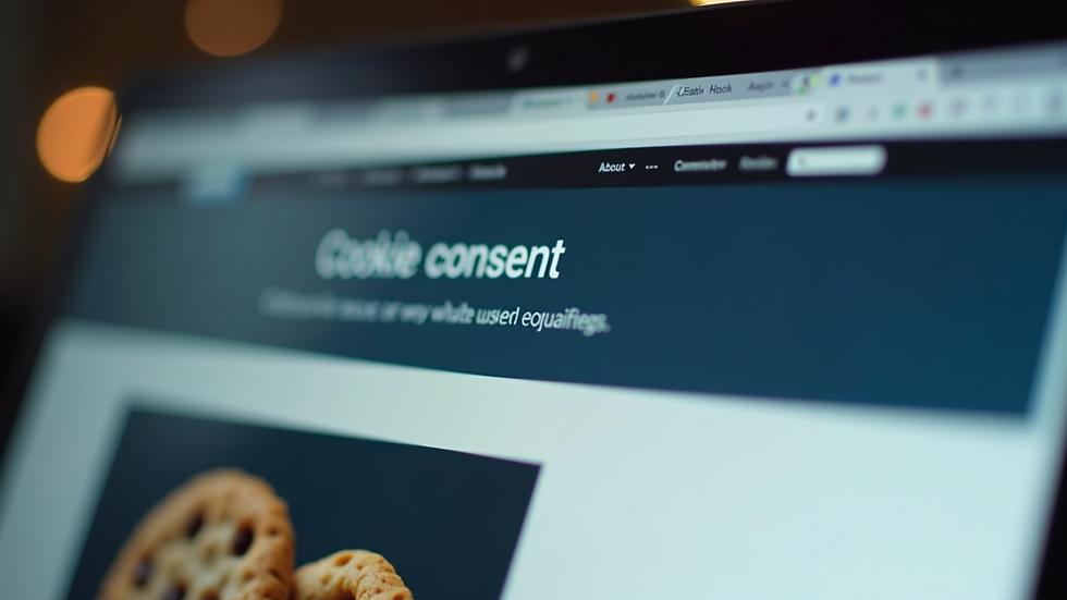 Close-up of a website cookie consent banner on a desktop screen