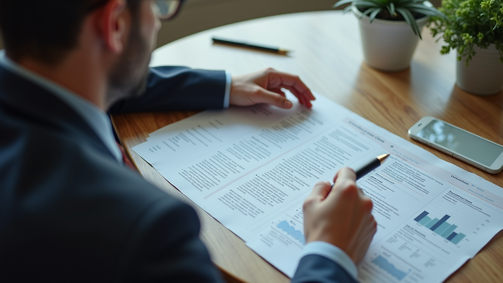 High angle view of a person reviewing website compliance documents