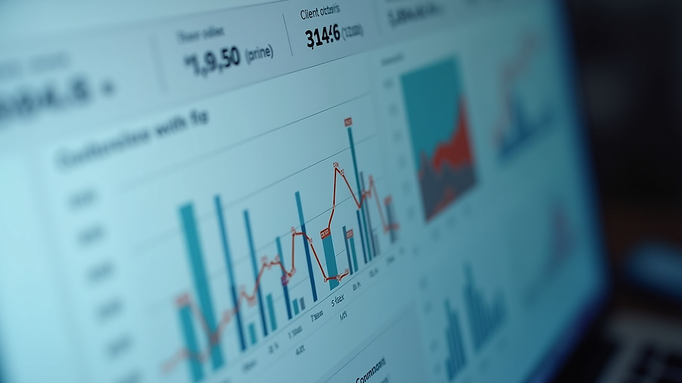 Close-up view of a digital dashboard showing client outreach metrics and conversion rates