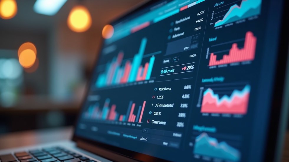Close-up view of a digital dashboard showing audience analytics and revenue metrics