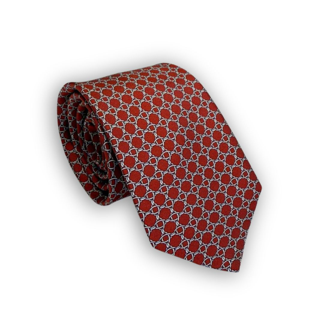 Gravata Vermelha Chains 100% seda