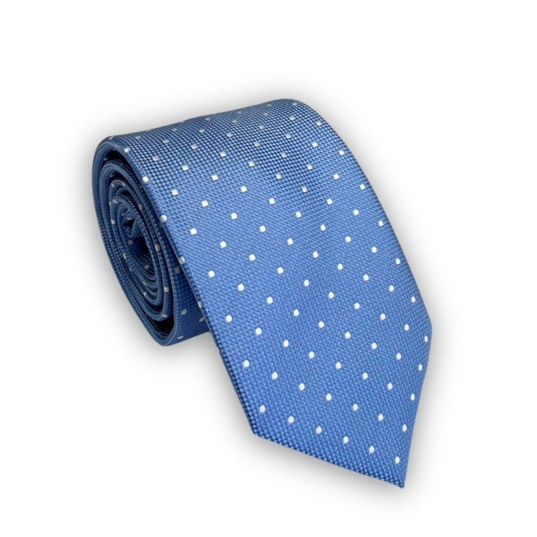 Gravata Azul Clara Pois