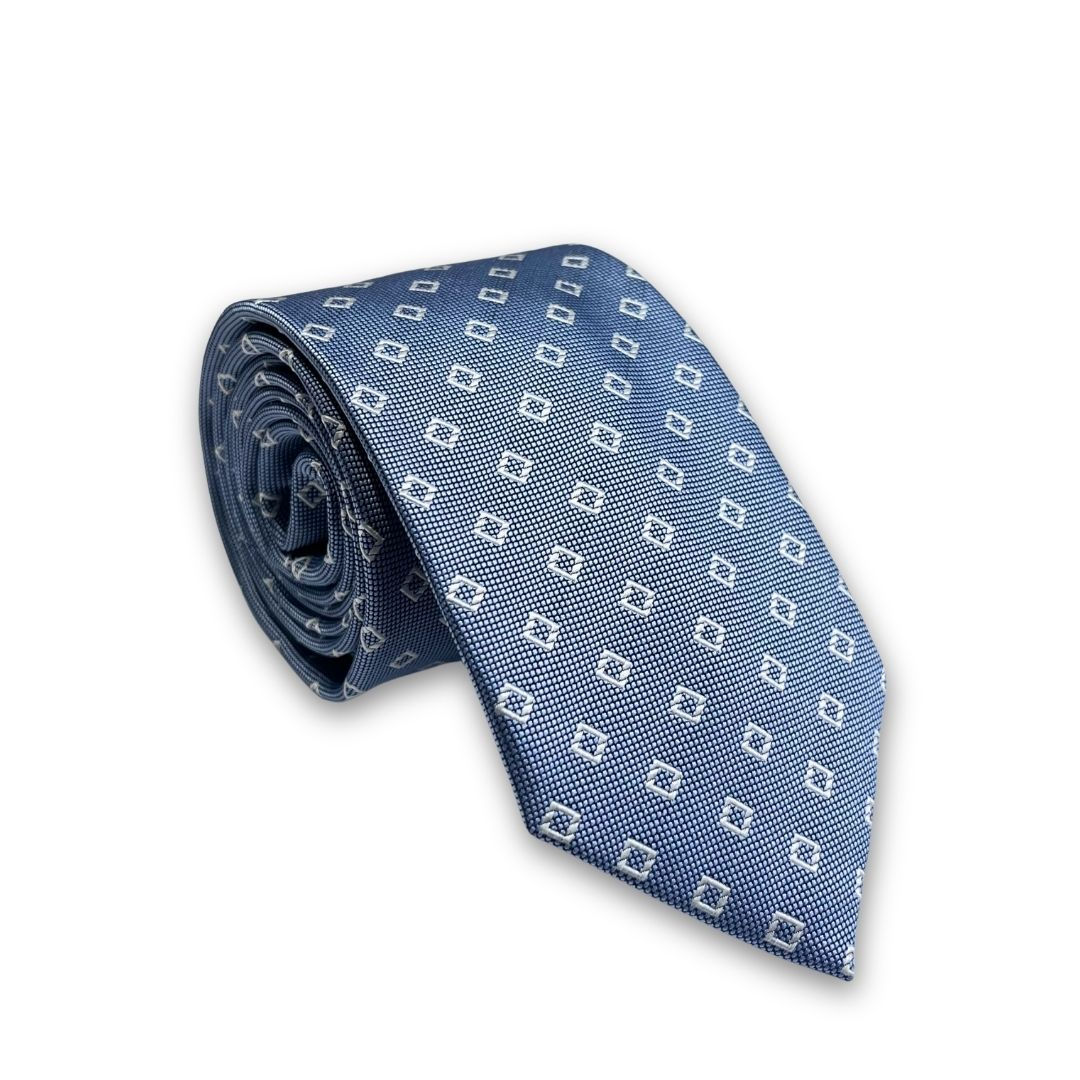 Gravata EG Premium - Azul Clara Cubos
