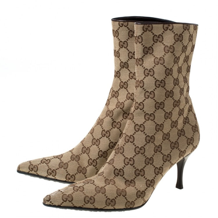 Thumbnail: Gucci GG Monogram Canvas Pointed Toe Ankle Boots