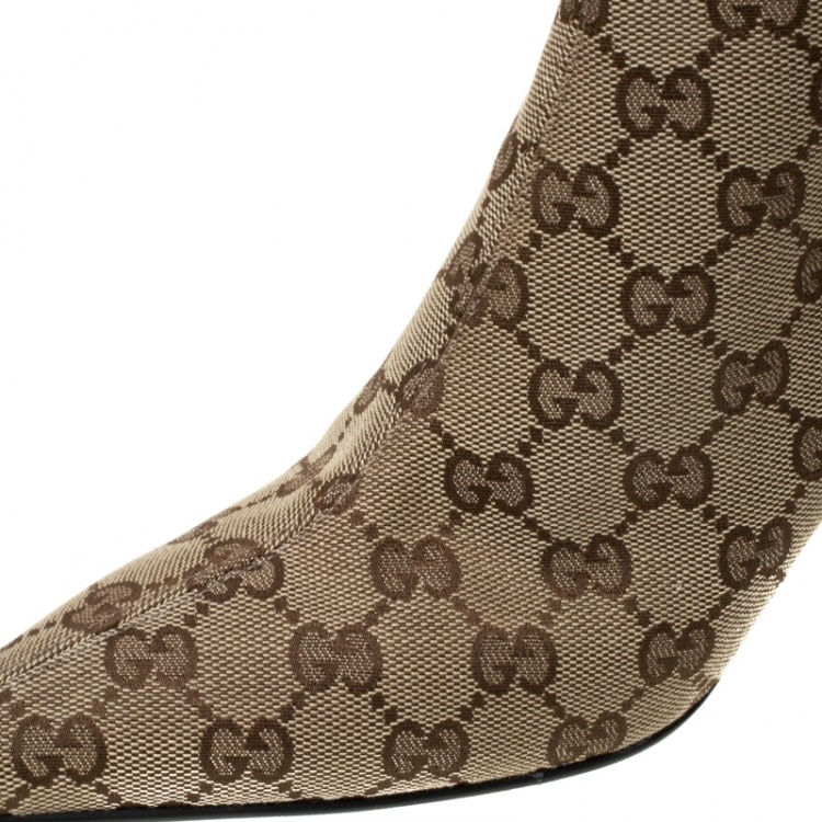 Thumbnail: Gucci GG Monogram Canvas Pointed Toe Ankle Boots