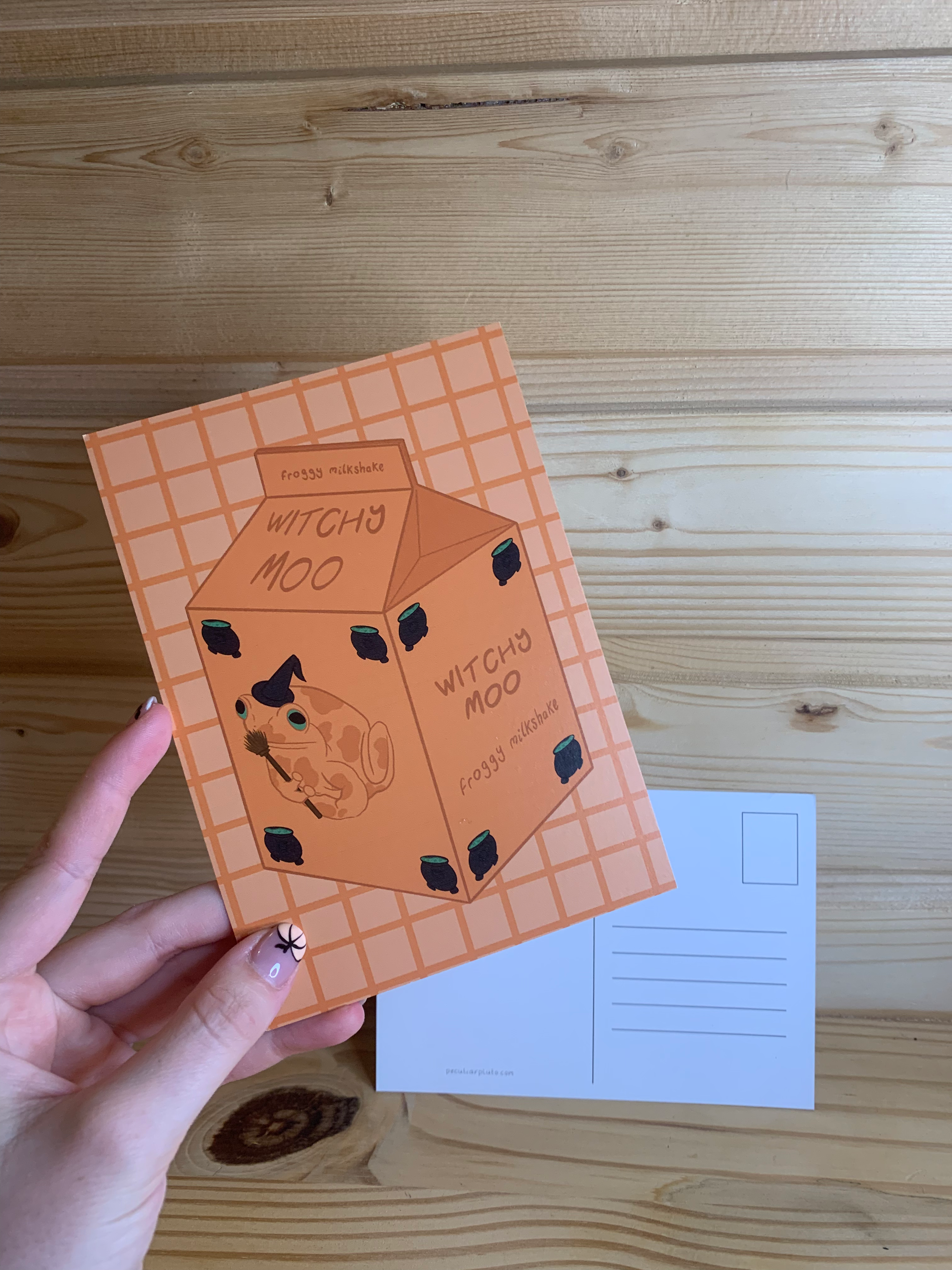 witchy moo froggy milk postcard print