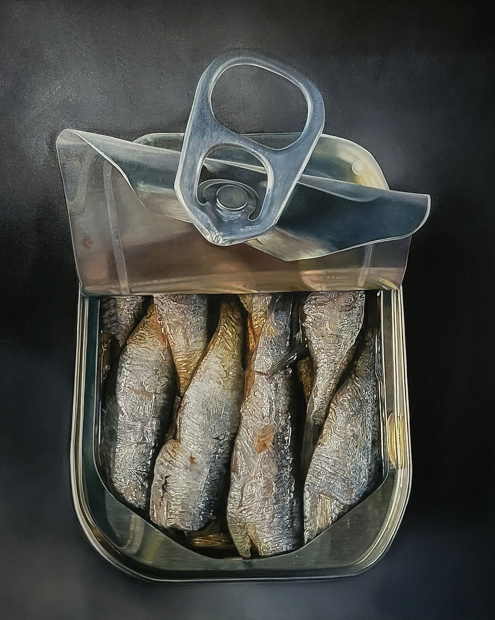 Sardines, 36" x 48", Oil on Panel Board