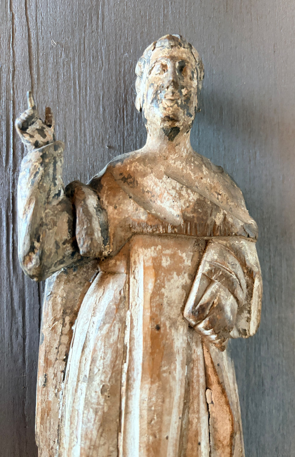 Thumbnail: Continental Polychrome Carved Wood Figure 