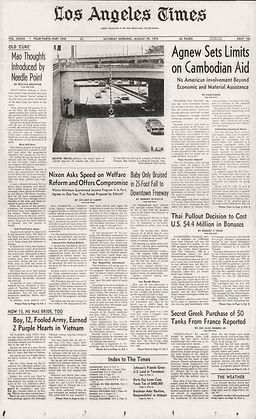 jimi hendrix newspaper 1970 / los angeles times august 29,1970
