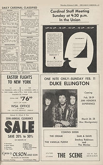 jimi hendrix newspaper/the daily cardinal february 8 1968