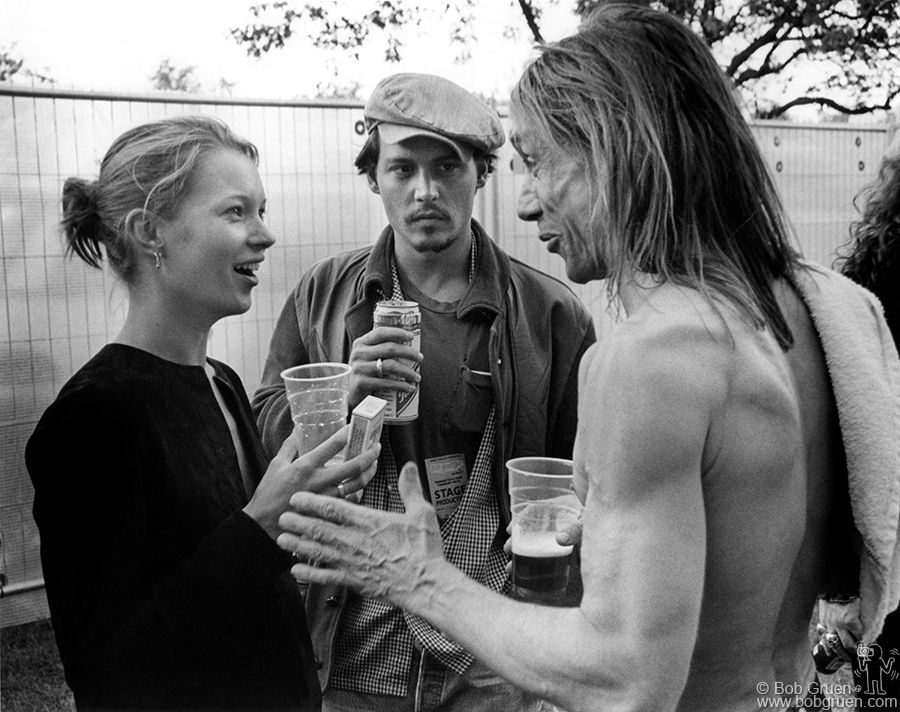 Kate Moss, Johnny Depp and Iggy Pop. London, 1996