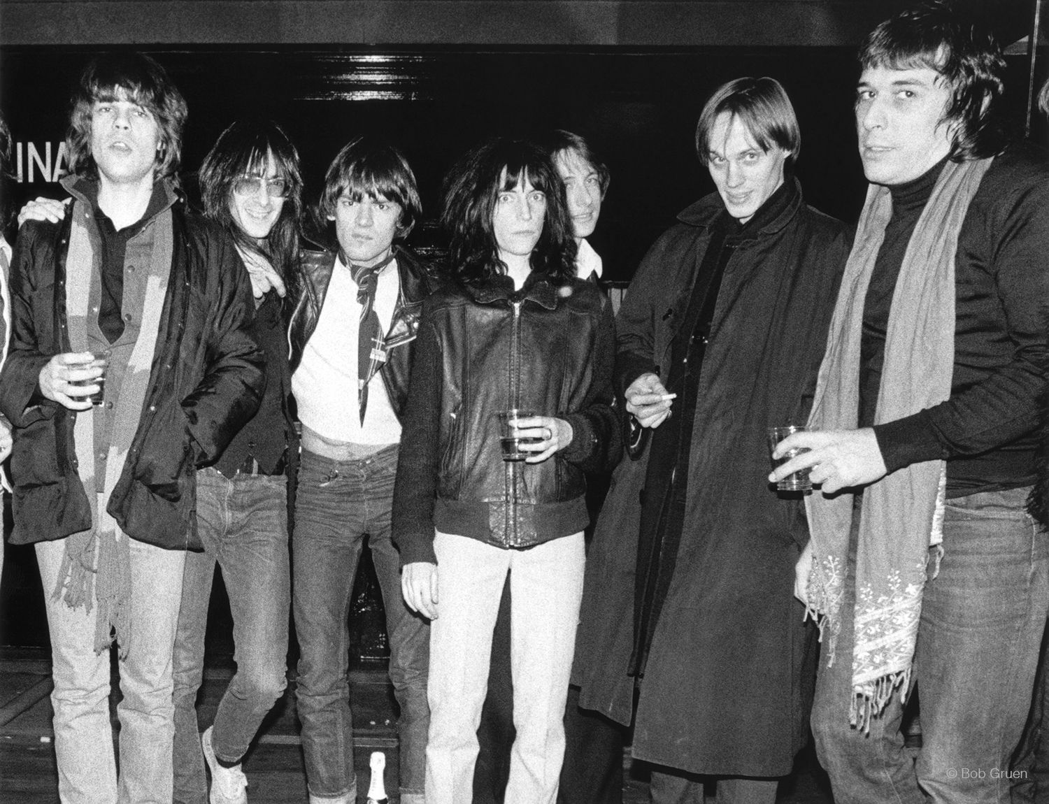 David Johansen, Lenny Kaye, Dee Dee Ramone and Patti Smith. NYC, 1976