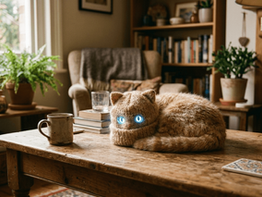 ai image of cat on table looks like hat