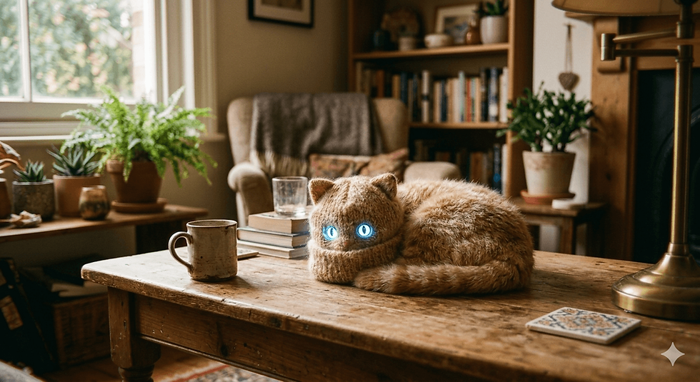 ai image of cat on table looks like hat