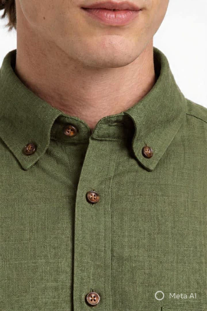 Thumbnail: Men's Olive Green Linen shirt from needzera.in
