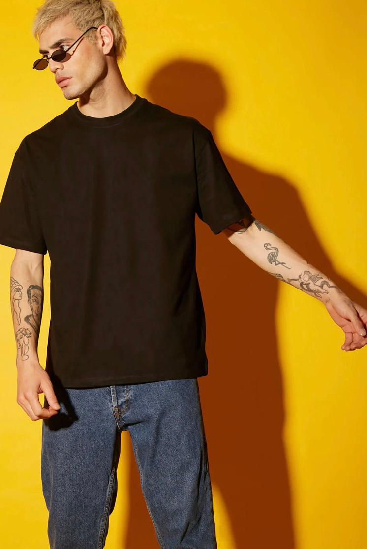 Thumbnail: black drop sholuder T-shirt for men