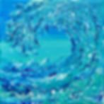 Blue acrylic pour wave with cells
