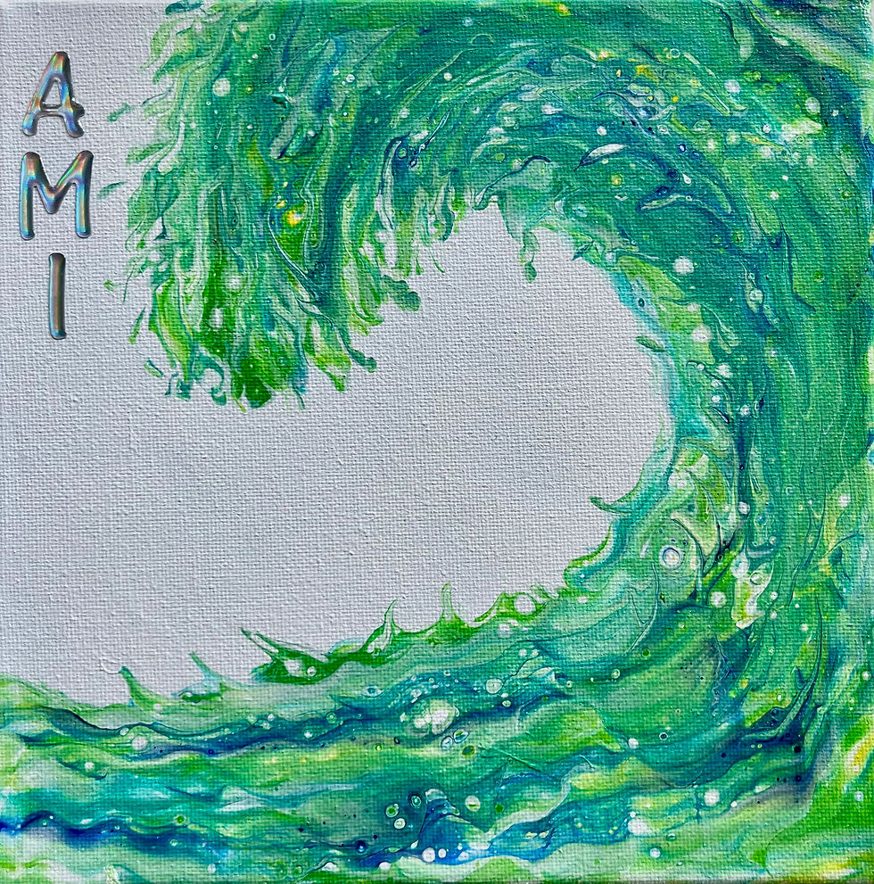 AMI wave pour with cells in green, yellow, and blues