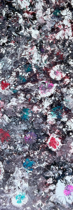 Flower Bouquet abstract art with colorful shapes, representing a complex and intricate Mysticflo 10x20 canvas artwork.