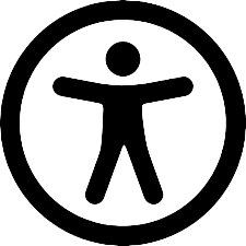 Accessibility icon with a person inside a circle, representing inclusivity and access.