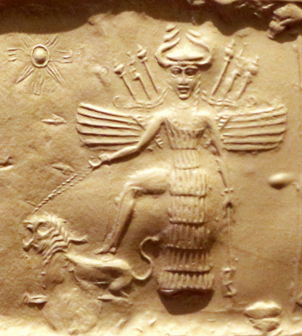 Goddess Inanna on an Akkadian seal, 2350–2150 BCE