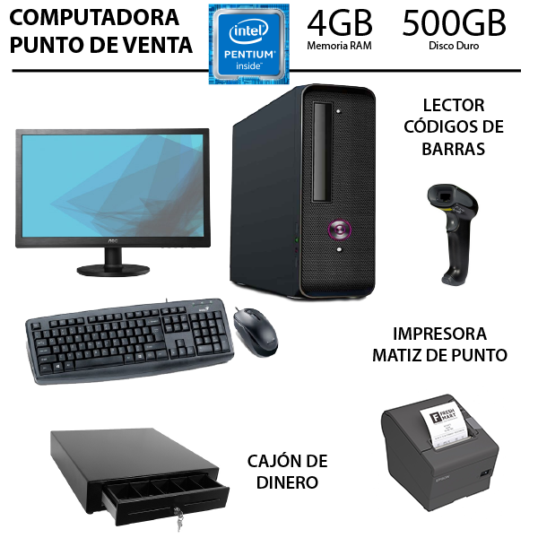 PUNTO DE VENTA,PROCESADOR PENTIUM G4400, TARJETA MADRE GIGABYTE H110M-H, 4GB RAM