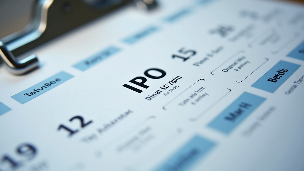 High angle view of a calendar with marked IPO preparation dates