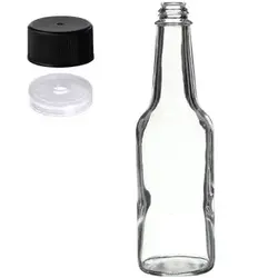 10 oz Clear Glass Woozy Bottle 24-414 Neck Finish with Black PP Plastic Continuous Thread