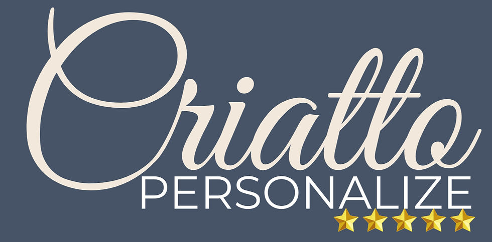 Logo Criatto PERSONALIZE com 5 estrelas, produtos personalizados.