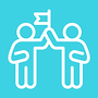 Icon representing team members engaging in an interactive session