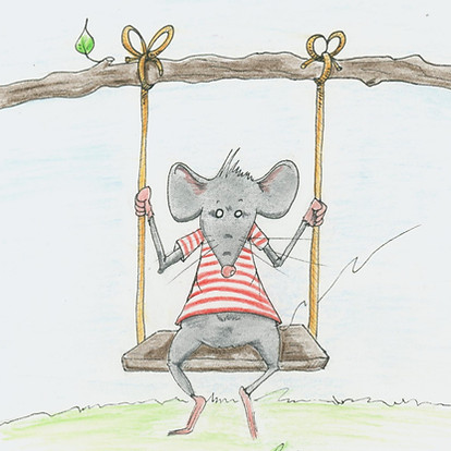 dessin réalisé aux crayon de couleur - souris à la vie est un message d'optimisme - recherche du bonheur, de la joie