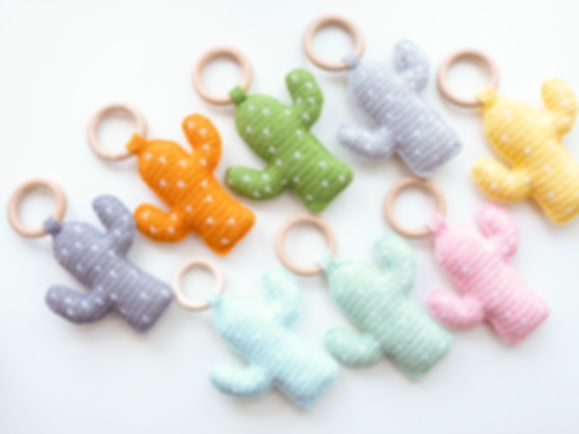 Crocheted teething ring/ rattle "Cactus"