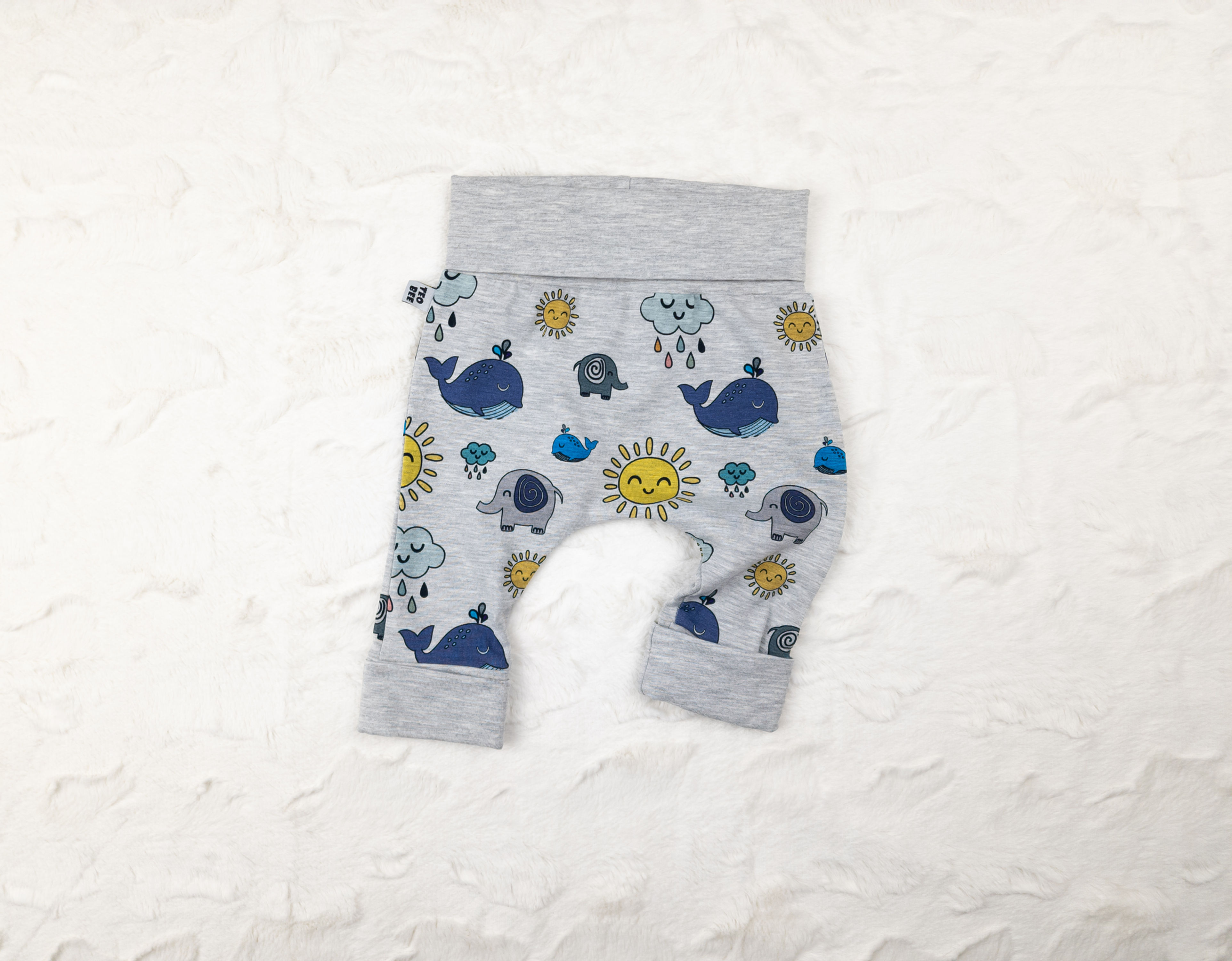 62 centimetri Vaļu un ziloņu bikses ar atlokāmām kāju un vidukļa ma