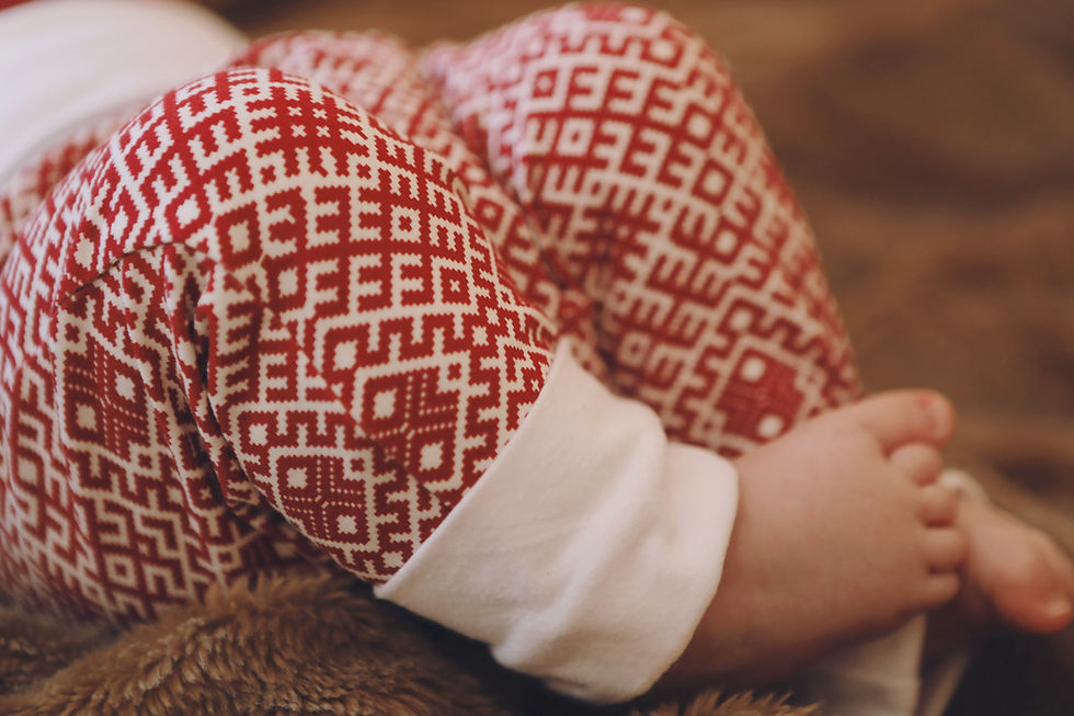 Thumbnail: Burgundy Latvian design pants, hat and bodysuit