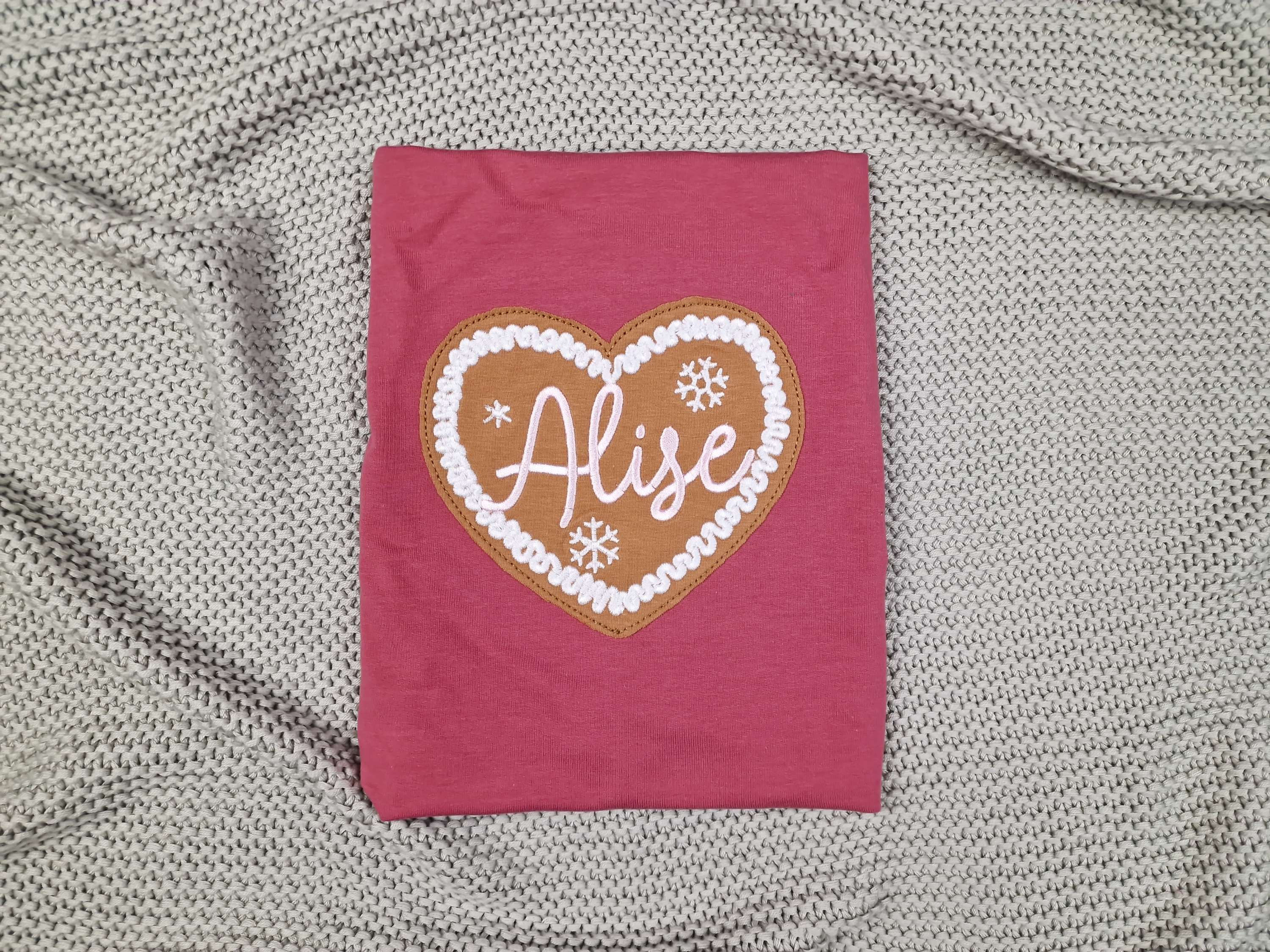 Sweatshirt with gingerbread heart and child's name