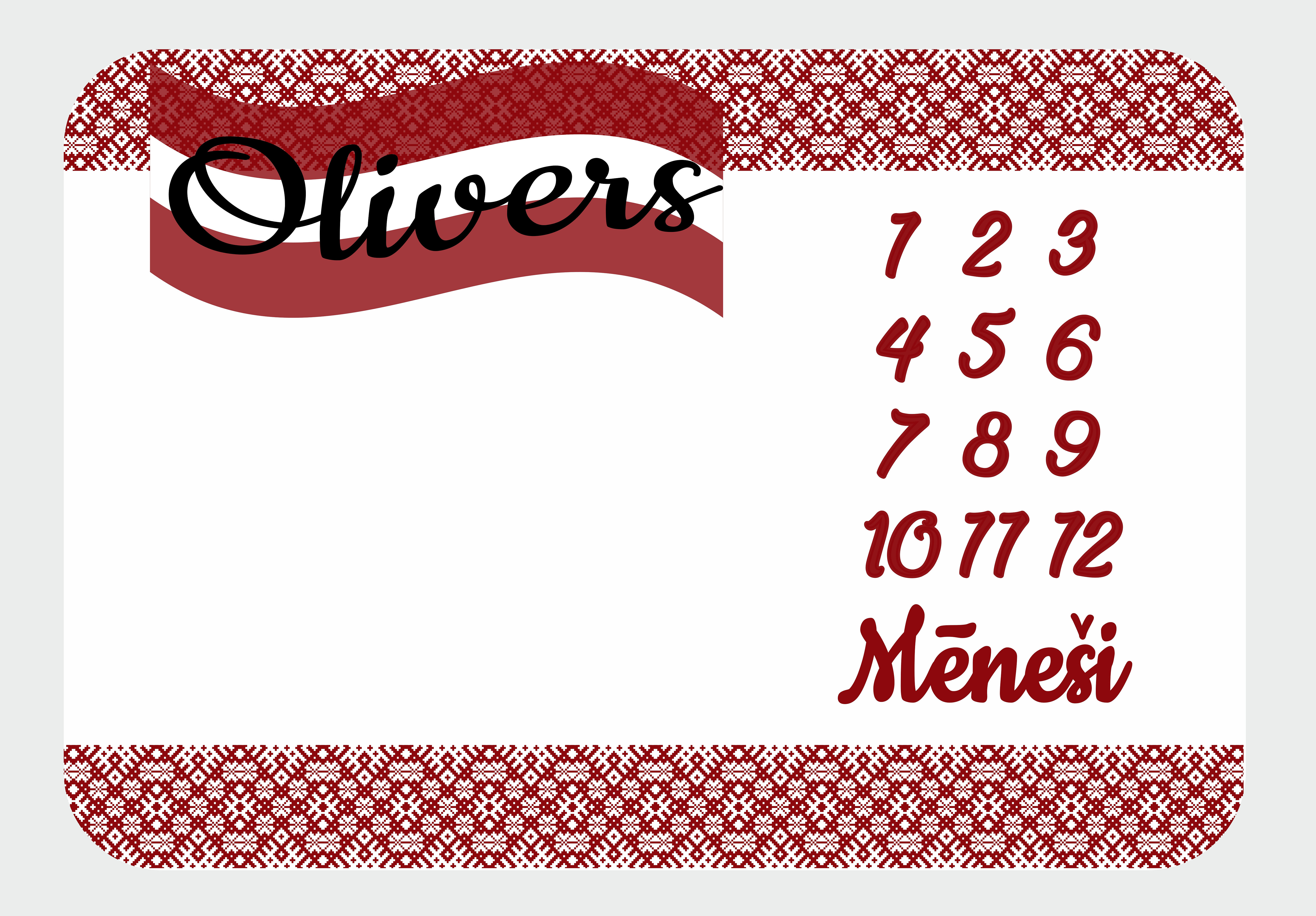 Mēnešu bilžu sedziņa ar Lielvārdes jostas motīvu