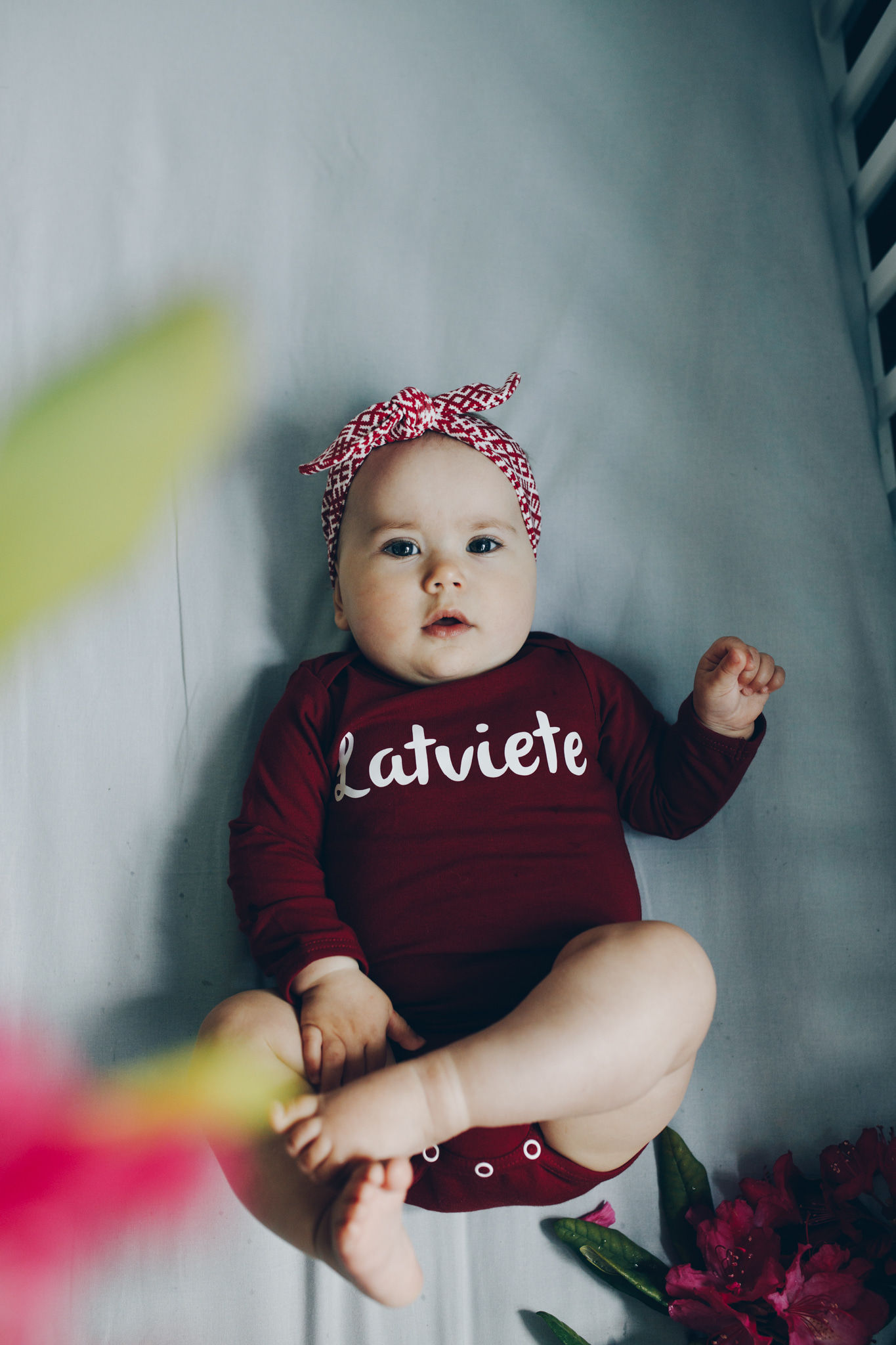 Burgundy long sleeve bodysuit - "Latviete"
