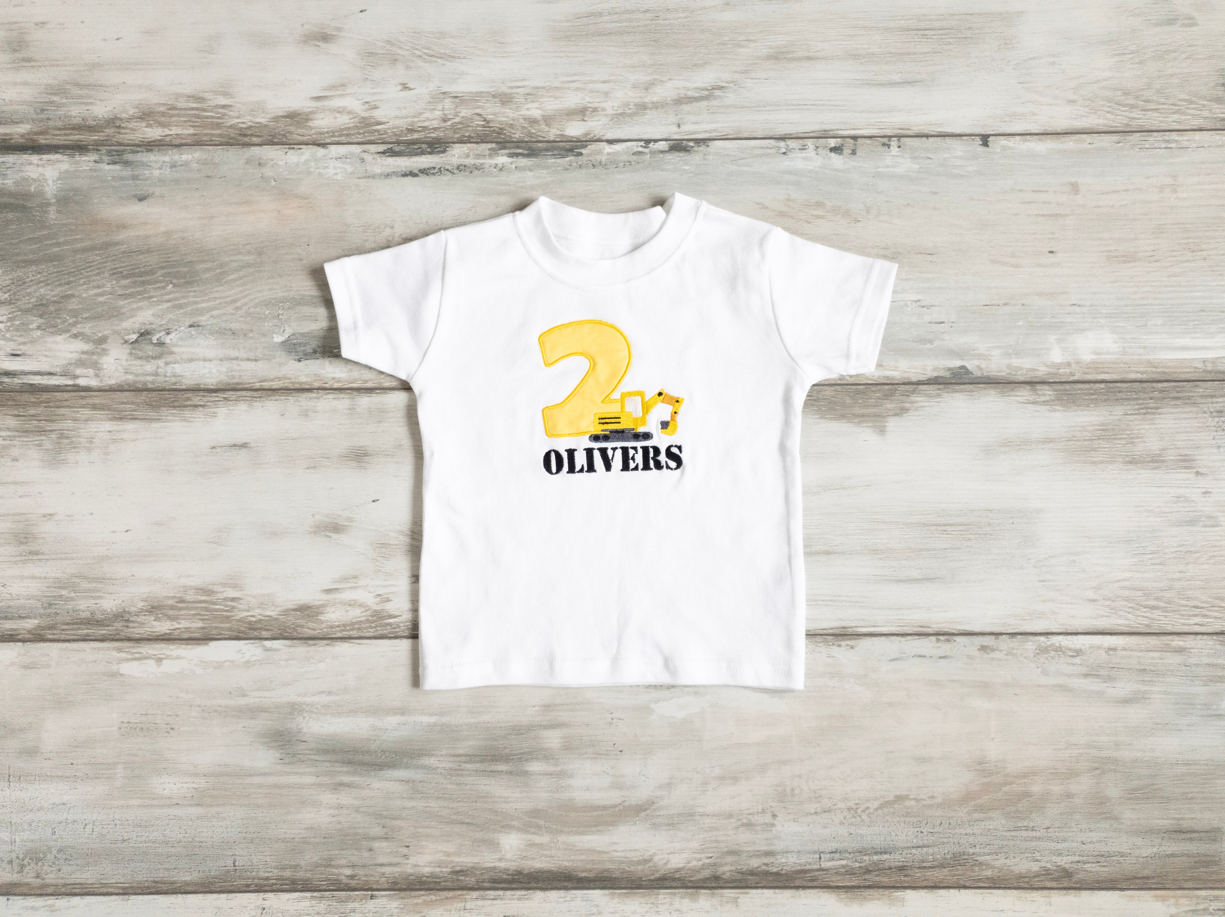 Bodysuit or T-shirt with tractor, number and name