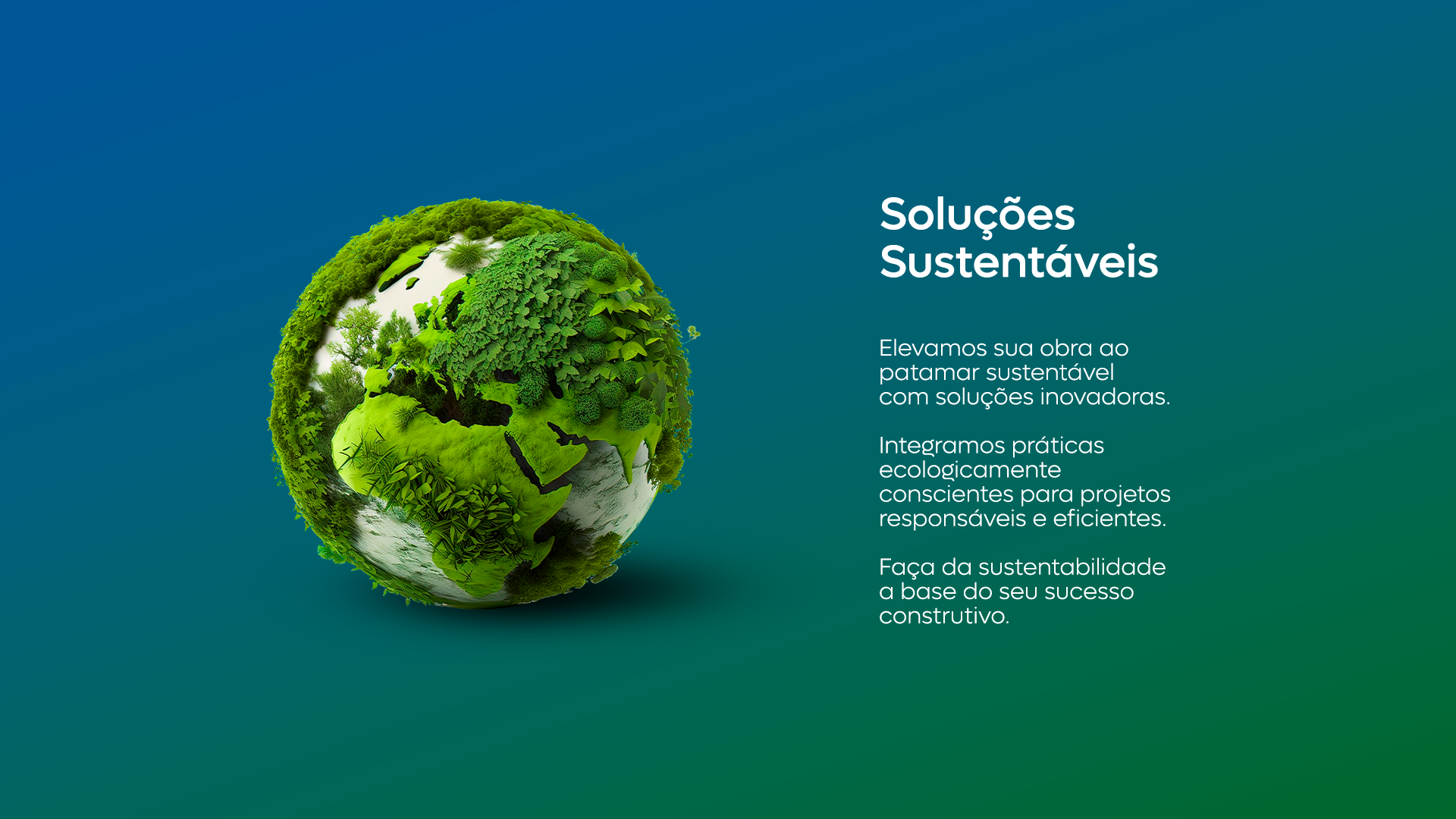 Planeta com vegetação simboliza o compromisso da Ecowork com soluções sustentáveis em climatização.