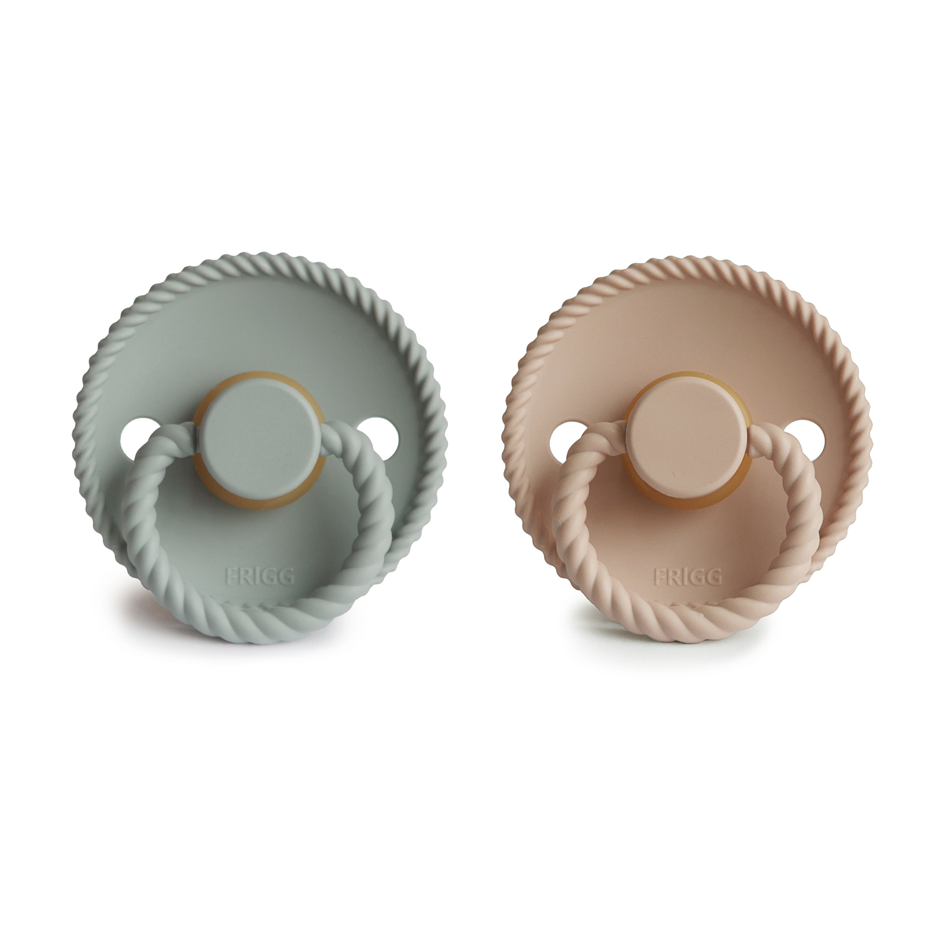 FRIGG ROPE NATURAL RUBBER BABY PACIFIER (SAGE / CROISSANT)