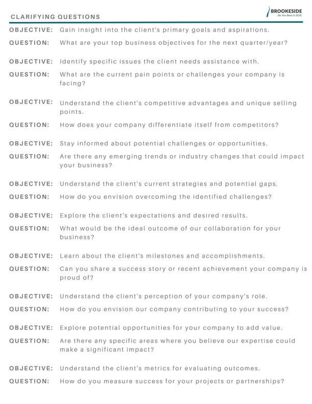 Calrifying Question CLARIFYING QUESTIONS
