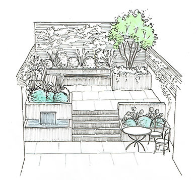 Courtyard garden design sketch