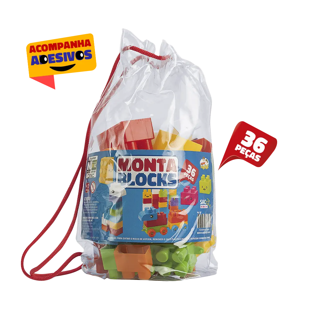 Monta Blocks 36 Peças | Sacola